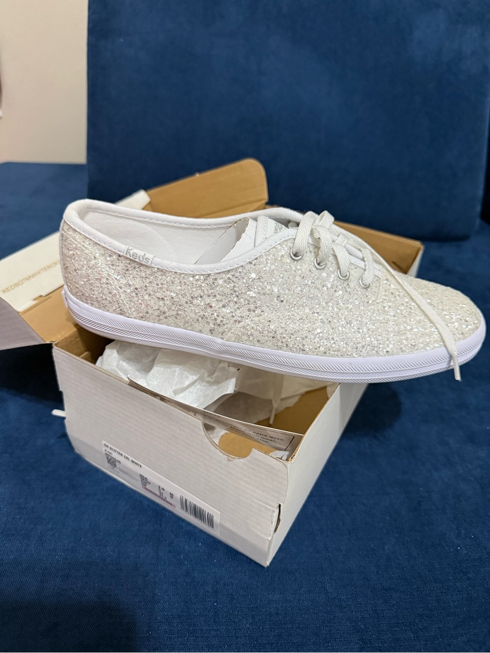 New in Box Keds Women's Sparkle White Lace-Up Sneakers